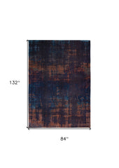 8' x 11' Blue and Brown Abstract Non Skid Area Rug