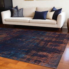 8' x 11' Blue and Brown Abstract Non Skid Area Rug