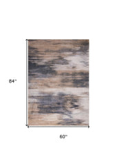 6' X 8' Gray and Beige Abstract Non Skid Area Rug