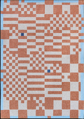 7' x 9' Blue and Red Geometric Non Skid Area Rug