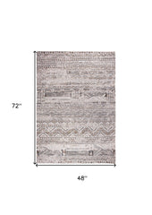 5' x 7' Gray and White Oriental Non Skid Area Rug