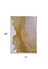 7' x 9' Gray and Yellow Abstract Non Skid Area Rug