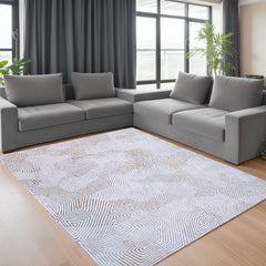 8' x 11' White Abstract Non Skid Area Rug