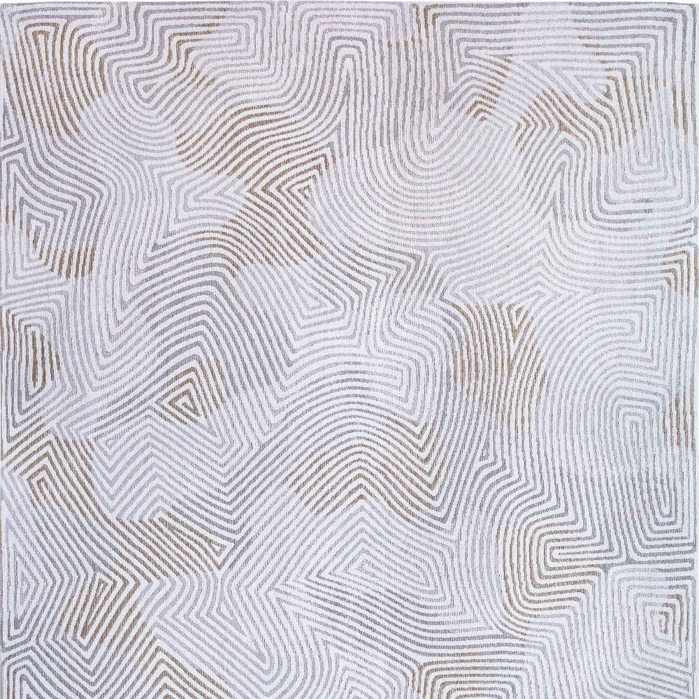 8' x 11' White Abstract Non Skid Area Rug