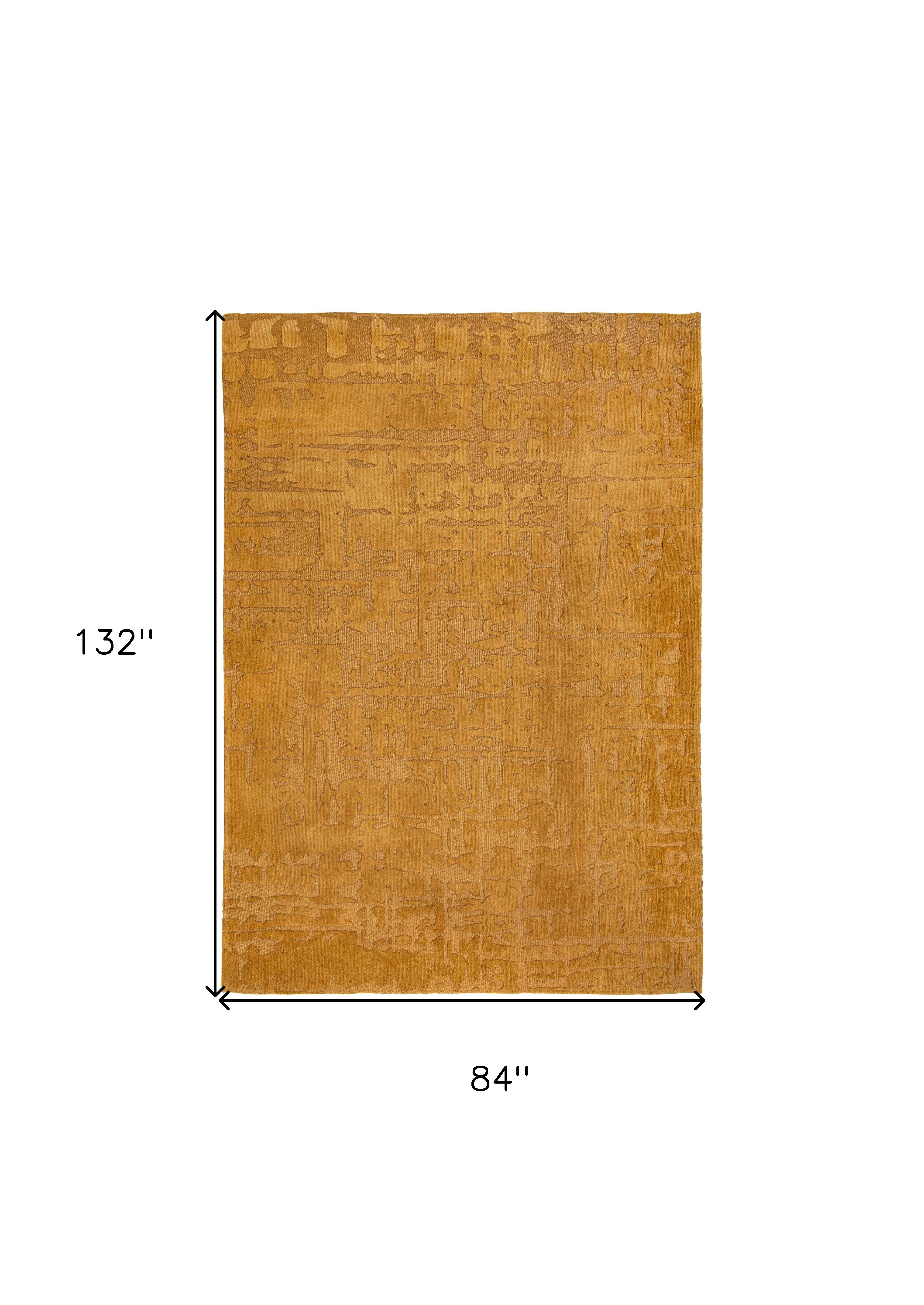 8' x 11' Yellow Abstract Non Skid Area Rug