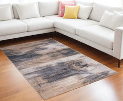 7' x 9' Gray and Beige Abstract Non Skid Area Rug