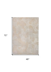 5' x 7' Beige and White Abstract Non Skid Area Rug