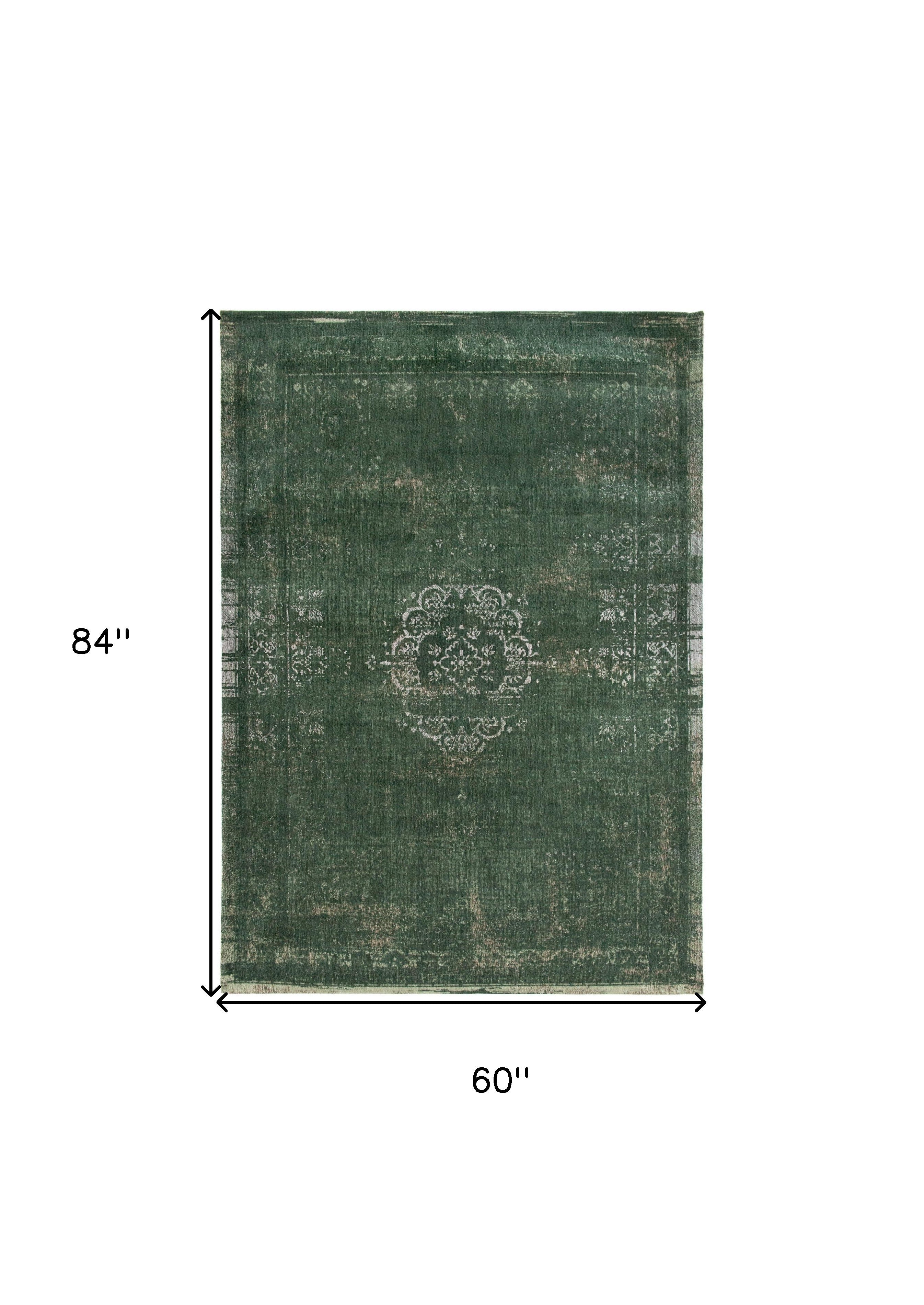 6' X 8' Gray and Green Medallion Non Skid Area Rug