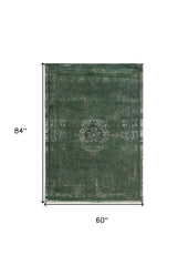6' X 8' Gray and Green Medallion Non Skid Area Rug