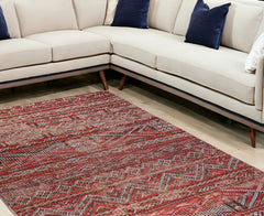 8' x 11' Red and Gray Oriental Non Skid Area Rug
