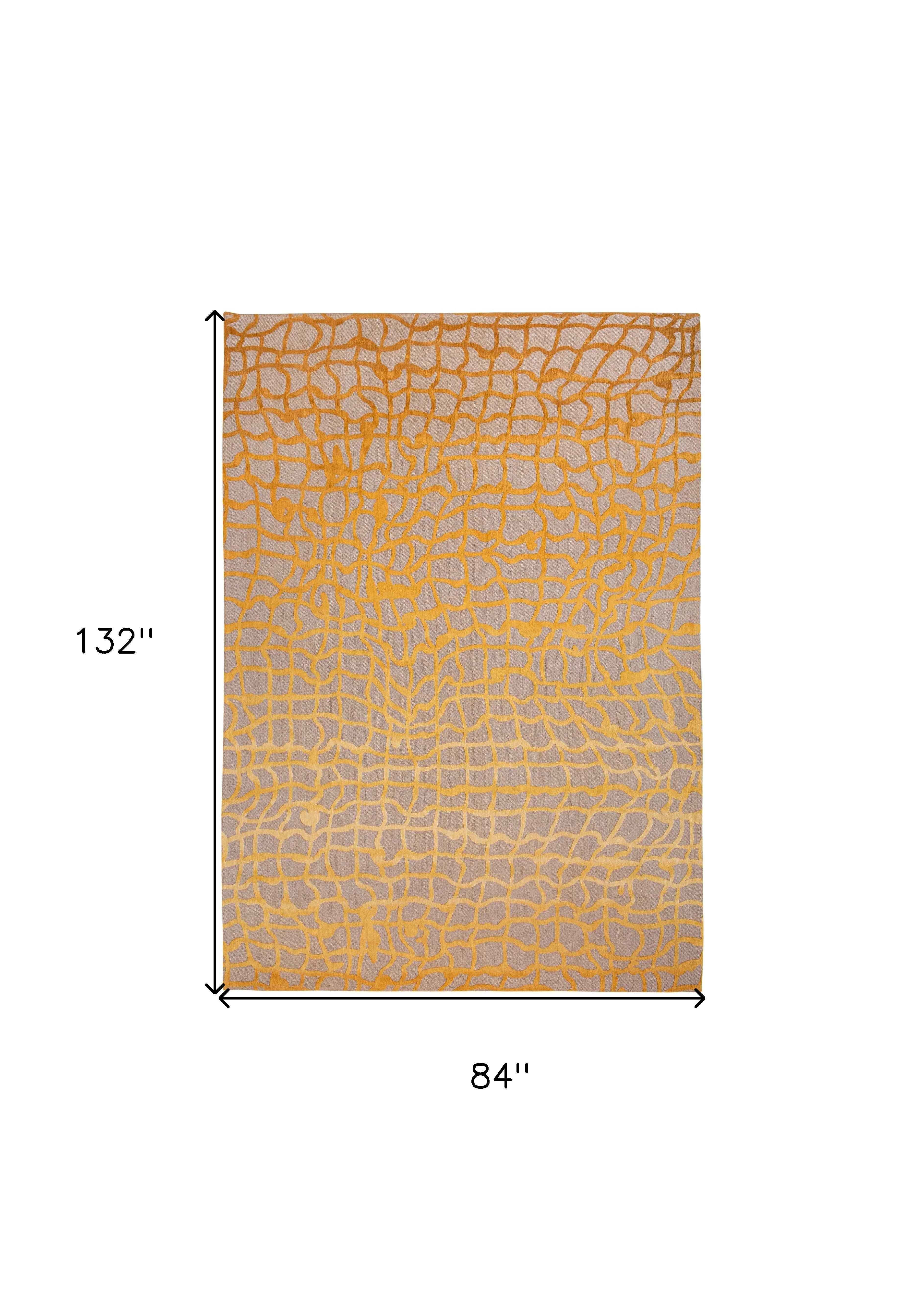 8' x 11' Gray and Orange Abstract Non Skid Area Rug