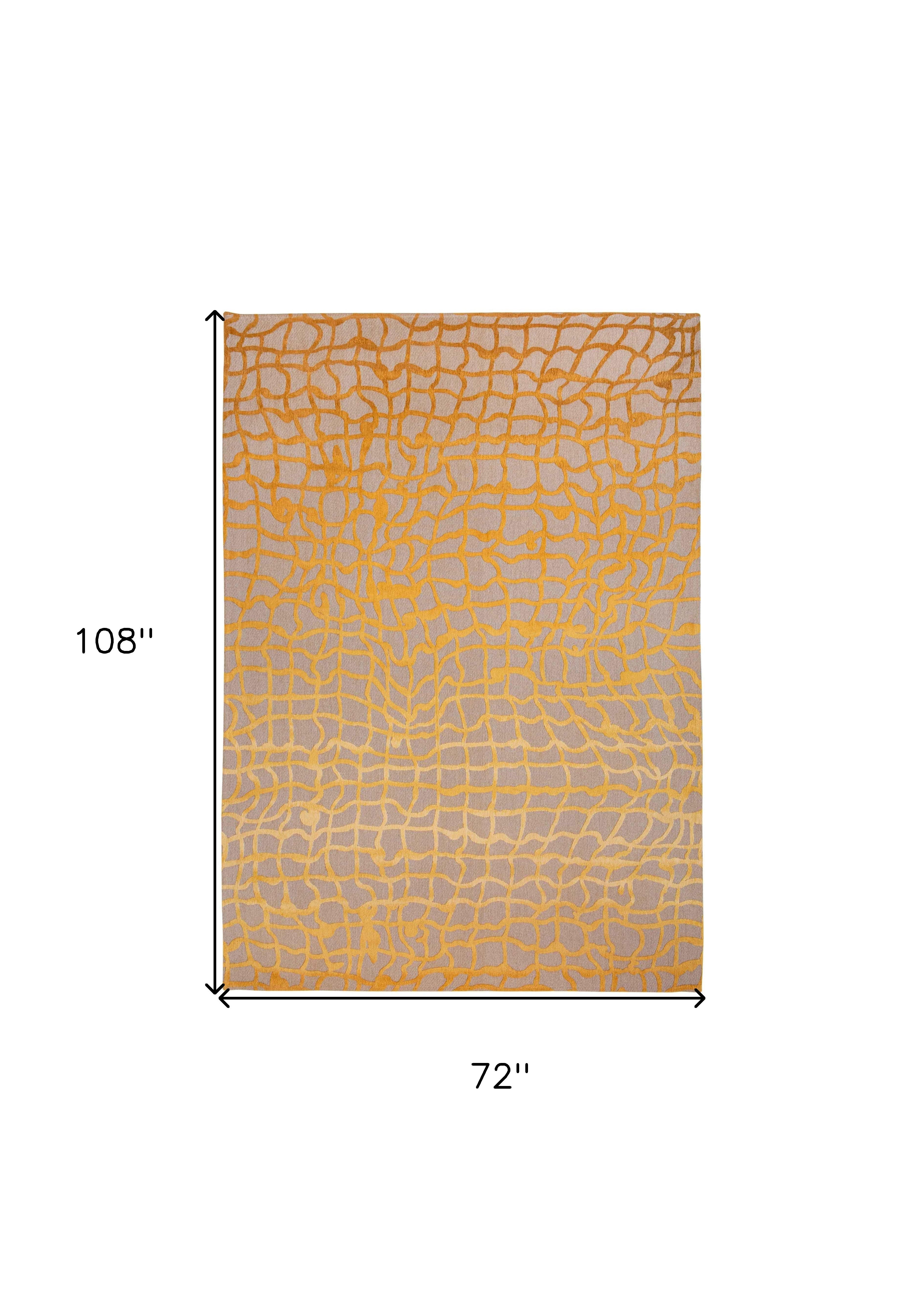 7' x 9' Gray and Orange Abstract Non Skid Area Rug