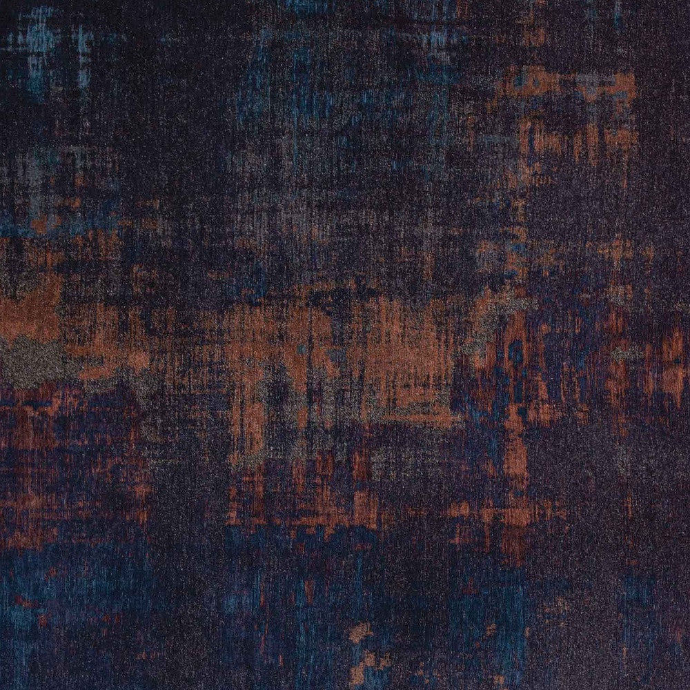 5' x 7' Blue and Brown Abstract Non Skid Area Rug