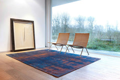 5' x 7' Blue and Brown Abstract Non Skid Area Rug