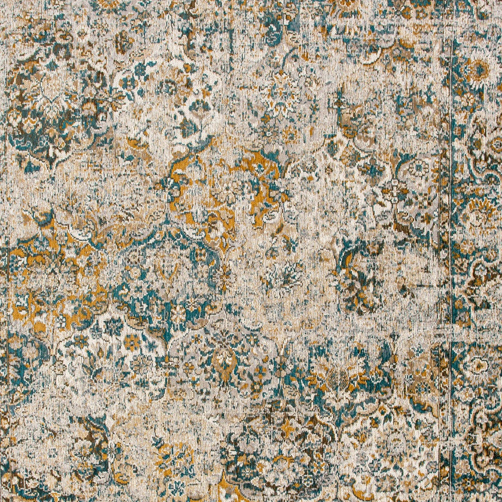 5' x 7' Blue and Green Abstract Non Skid Area Rug