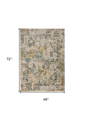 5' x 7' Blue and Green Abstract Non Skid Area Rug