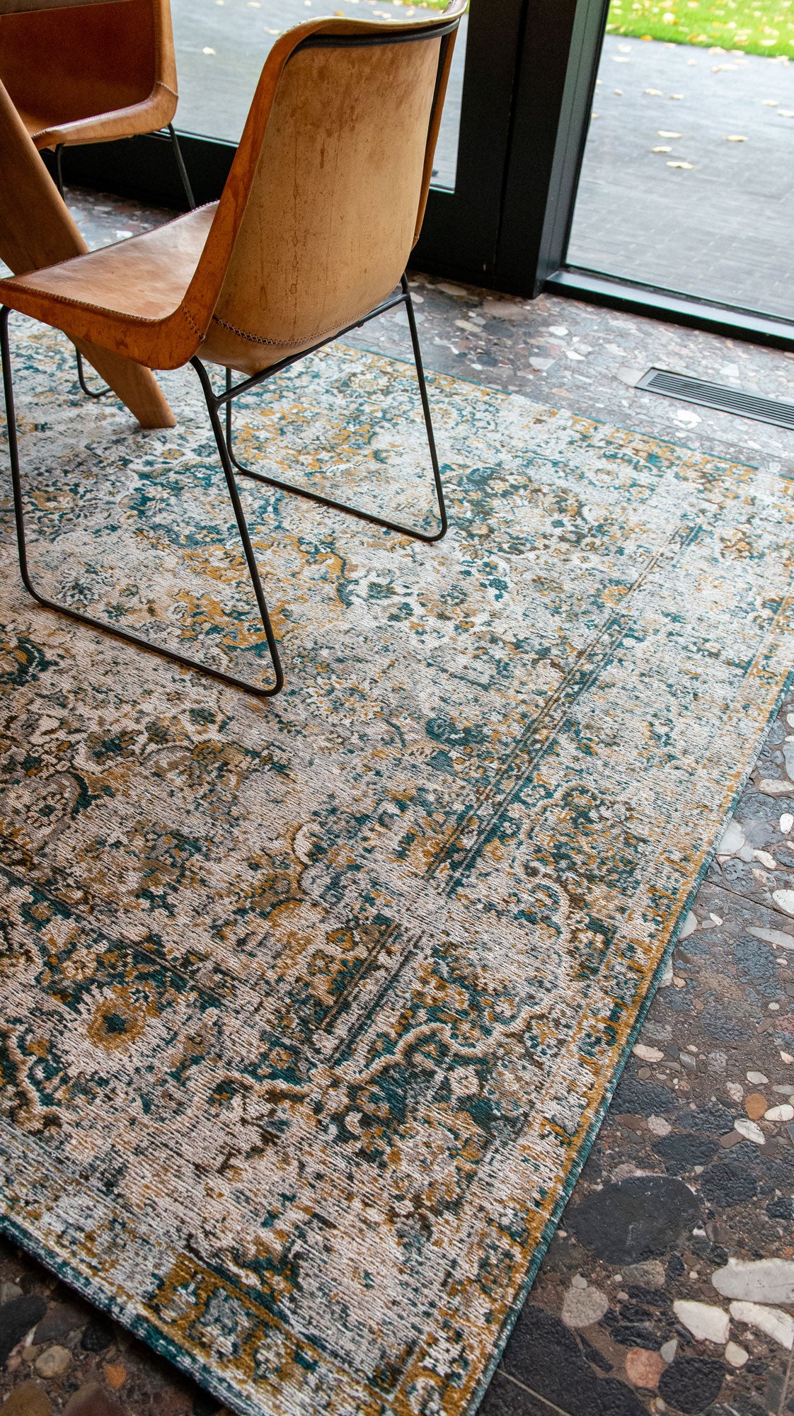 5' x 7' Blue and Green Abstract Non Skid Area Rug