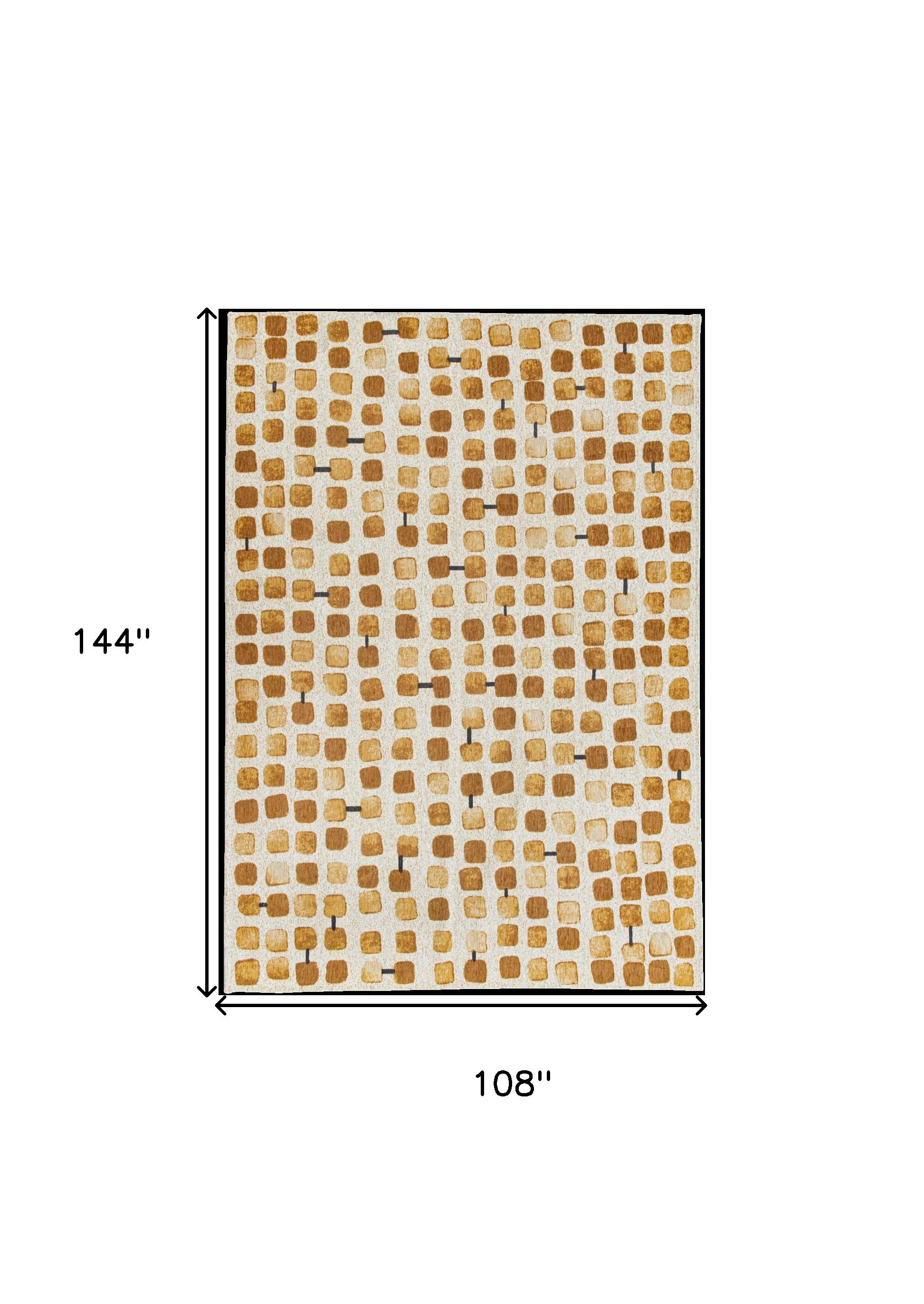 9' X 13' Brown and Beige Geometric Non Skid Area Rug