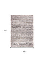 9' X 13' Gray and White Oriental Non Skid Area Rug