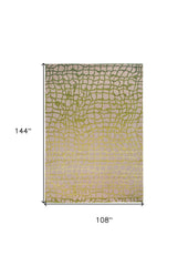 9' X 13' Gray and Green Abstract Non Skid Area Rug