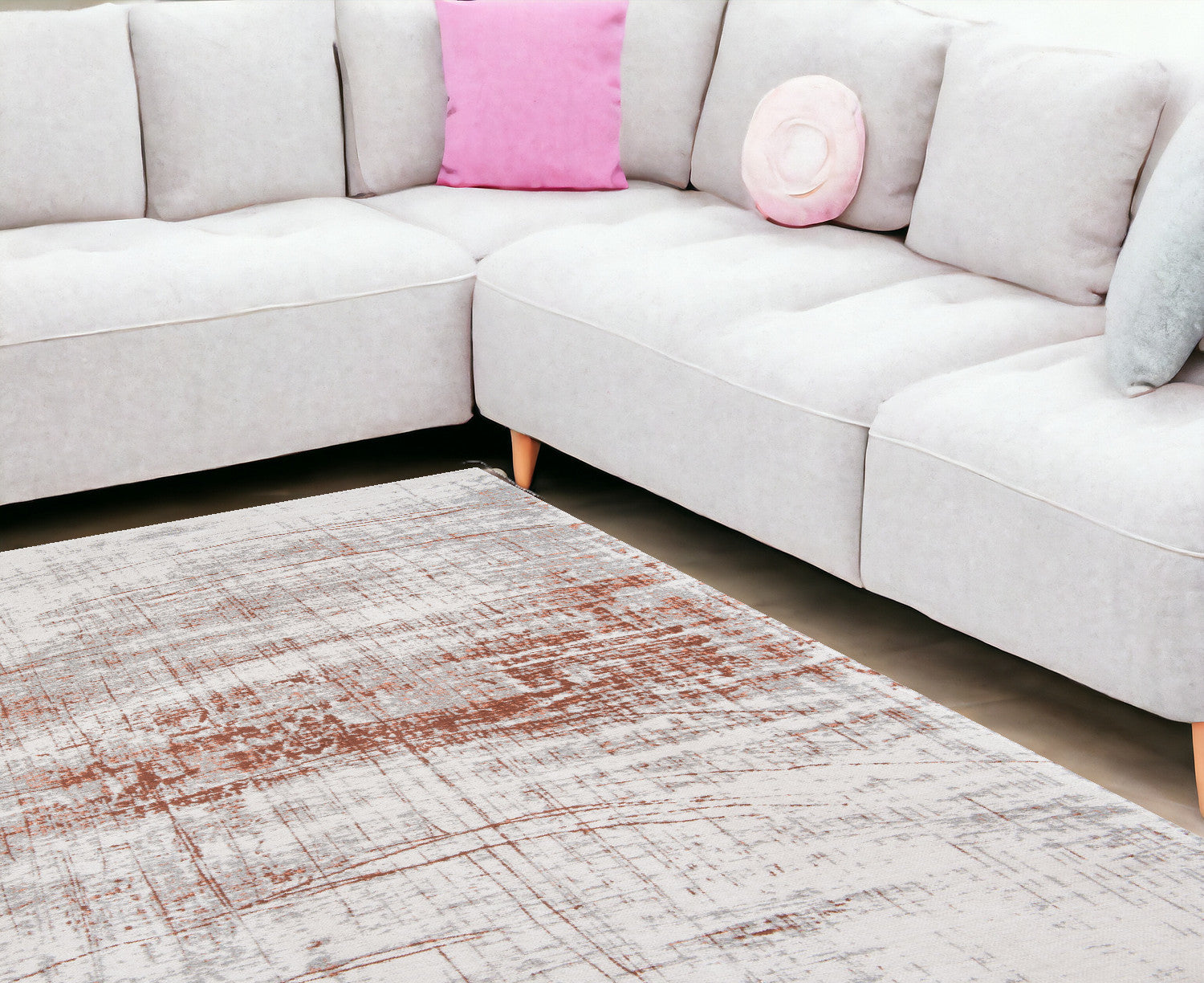 8' x 11' Gray and Yellow Abstract Non Skid Area Rug