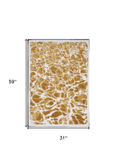 3' X 5' Yellow and Brown Abstract Non Skid Area Rug