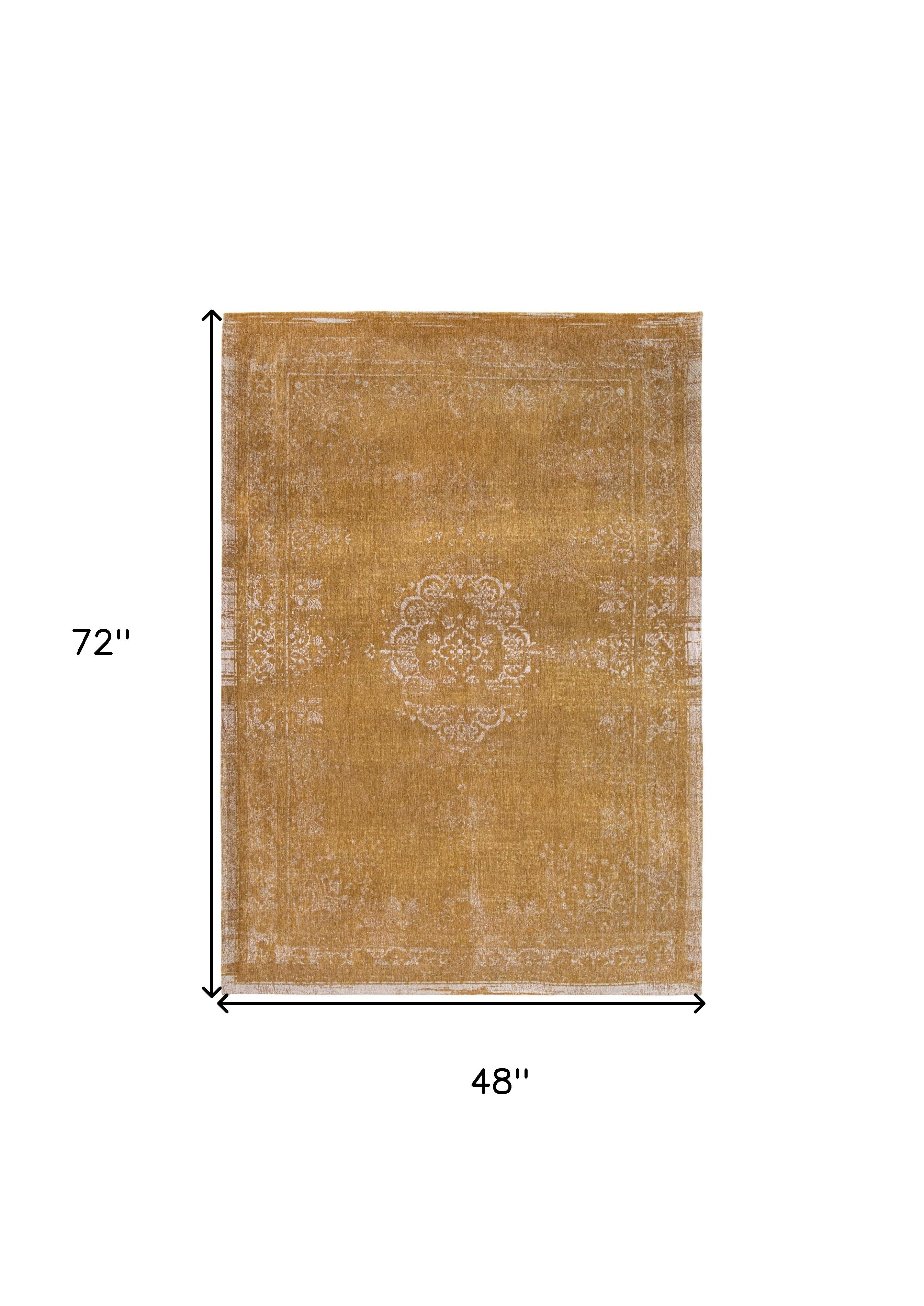 5' x 7' Orange and White Medallion Non Skid Area Rug
