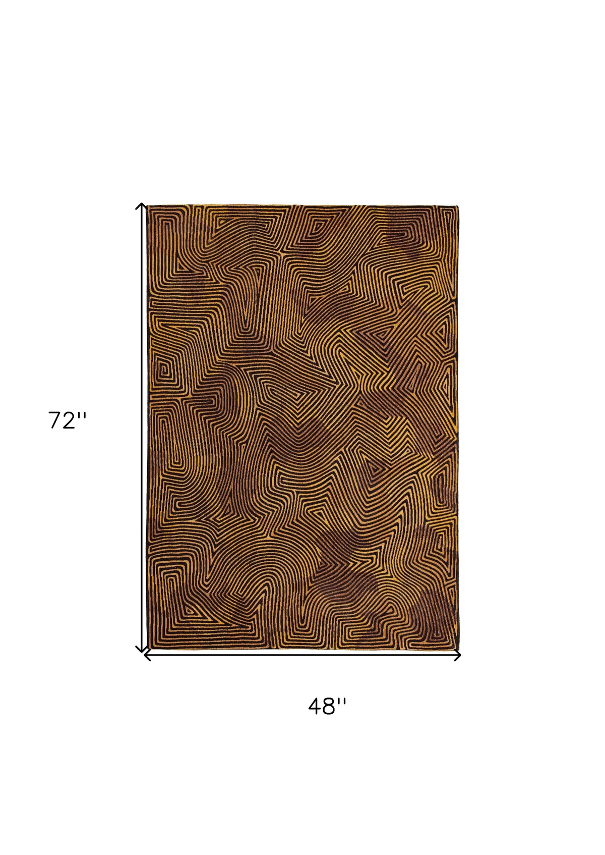 5' x 7' Black and Gold Abstract Non Skid Area Rug