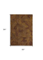 6' X 8' Black and Gold Abstract Non Skid Area Rug