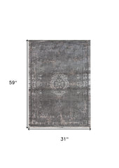 3' X 5' Gray Medallion Non Skid Area Rug