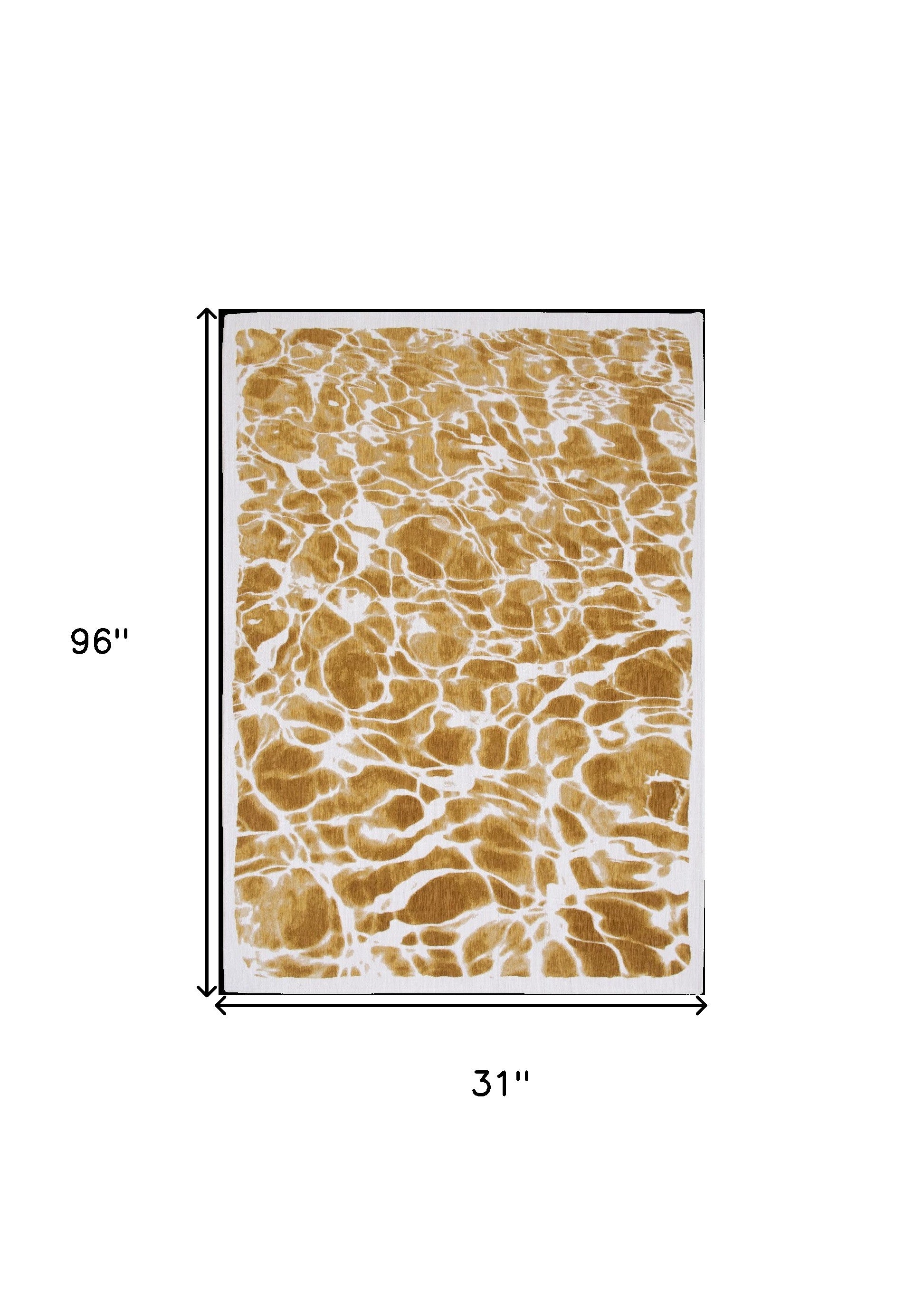 10' Yellow and Brown Abstract Non Skid Area Rug