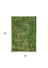6' X 8' Green Abstract Non Skid Area Rug