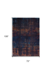7' x 9' Blue and Brown Abstract Non Skid Area Rug