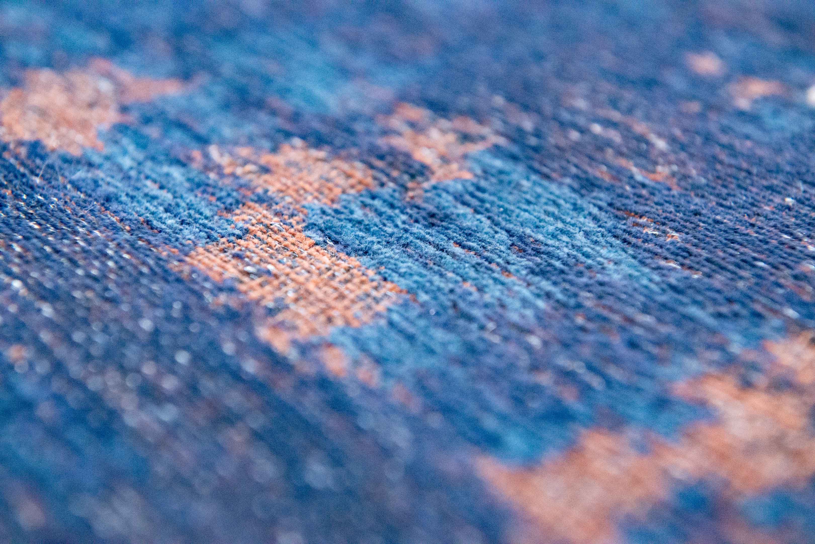 7' x 9' Blue and Brown Abstract Non Skid Area Rug