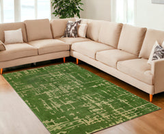 9' X 13' Green Abstract Non Skid Area Rug