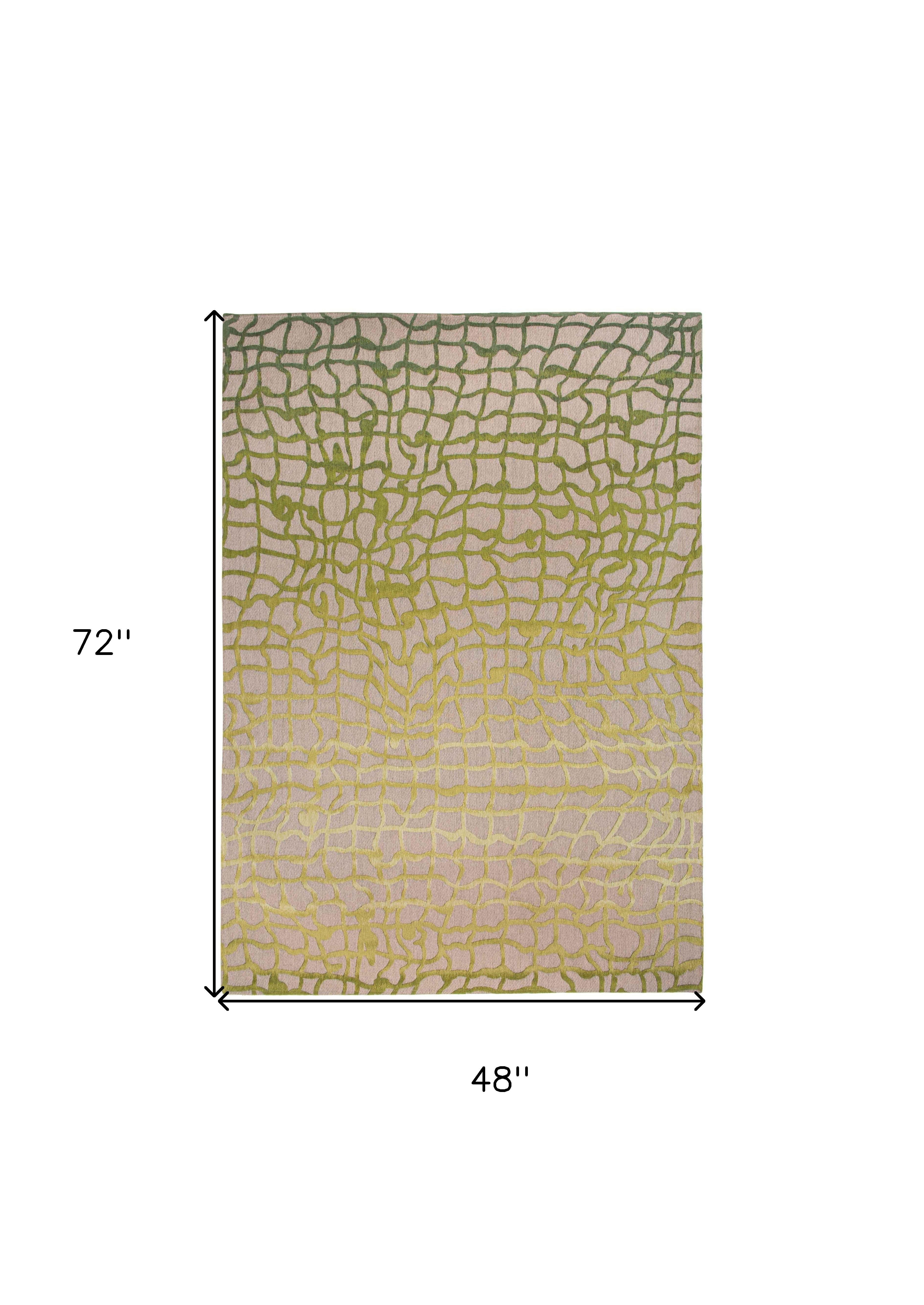 5' x 7' Gray and Green Abstract Non Skid Area Rug