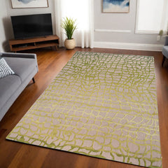 5' x 7' Gray and Green Abstract Non Skid Area Rug