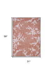 3' X 5' Red and White Oriental Non Skid Area Rug