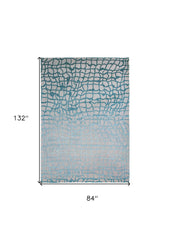 8' x 11' Blue and Gray Abstract Non Skid Area Rug