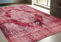 5' x 7' Red and White Oriental Non Skid Area Rug