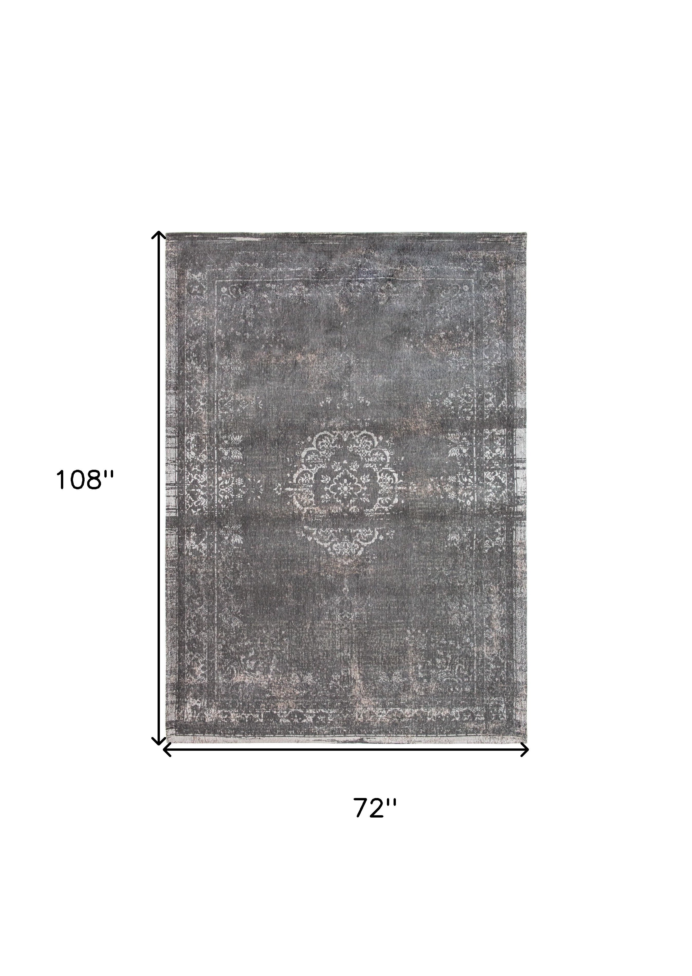 7' x 9' Gray Medallion Non Skid Area Rug
