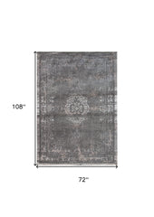 7' x 9' Gray Medallion Non Skid Area Rug