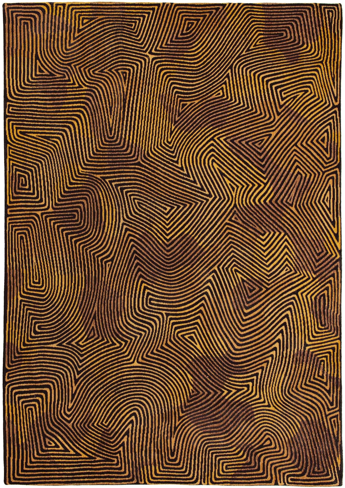 7' x 9' Black and Gold Abstract Non Skid Area Rug