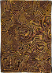 7' x 9' Black and Gold Abstract Non Skid Area Rug