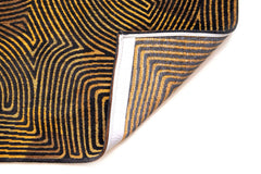 7' x 9' Black and Gold Abstract Non Skid Area Rug