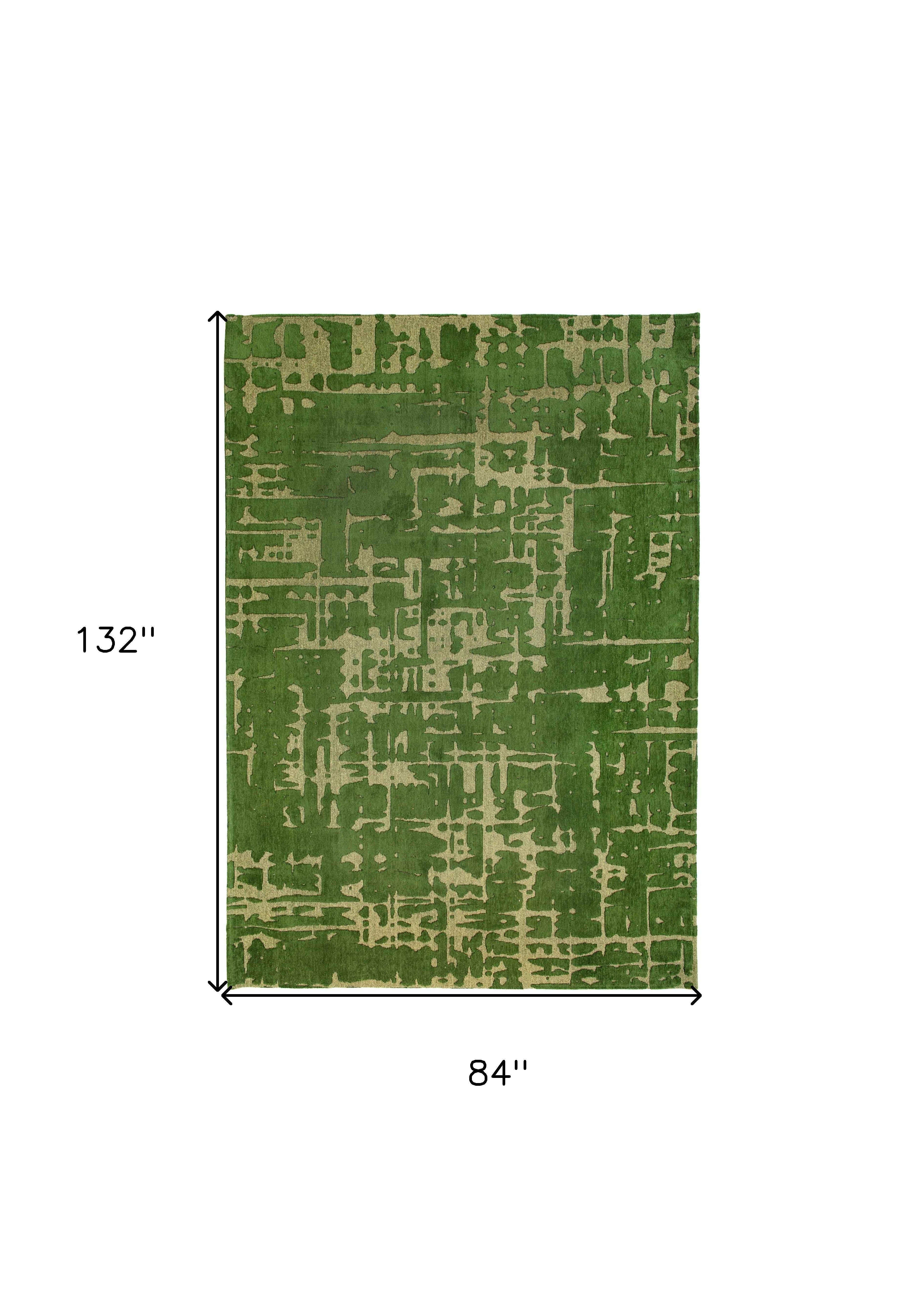 8' x 11' Green Abstract Non Skid Area Rug
