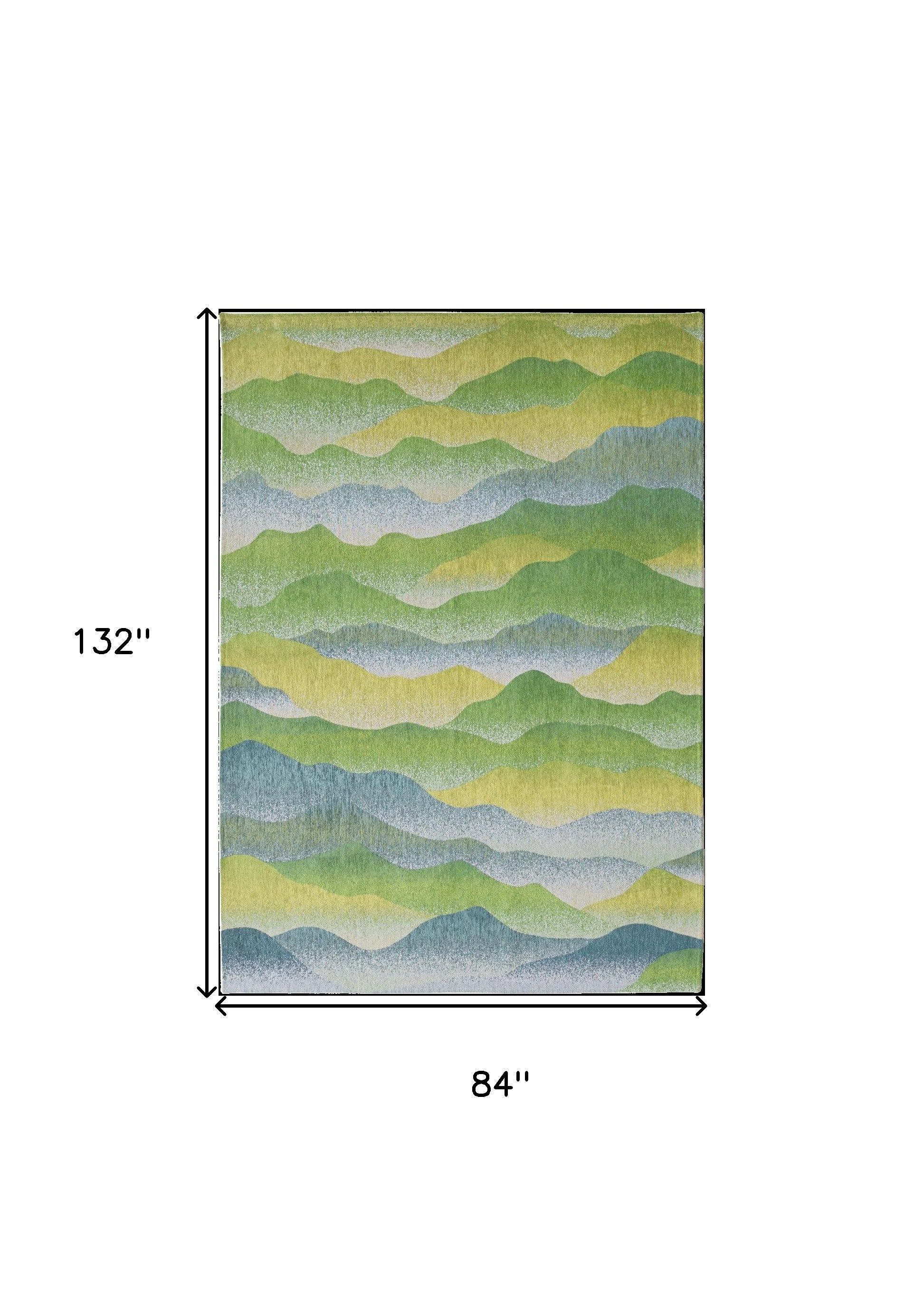 8' x 11' Green and Yellow Abstract Non Skid Area Rug