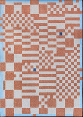 8' x 11' Blue and Red Geometric Non Skid Area Rug
