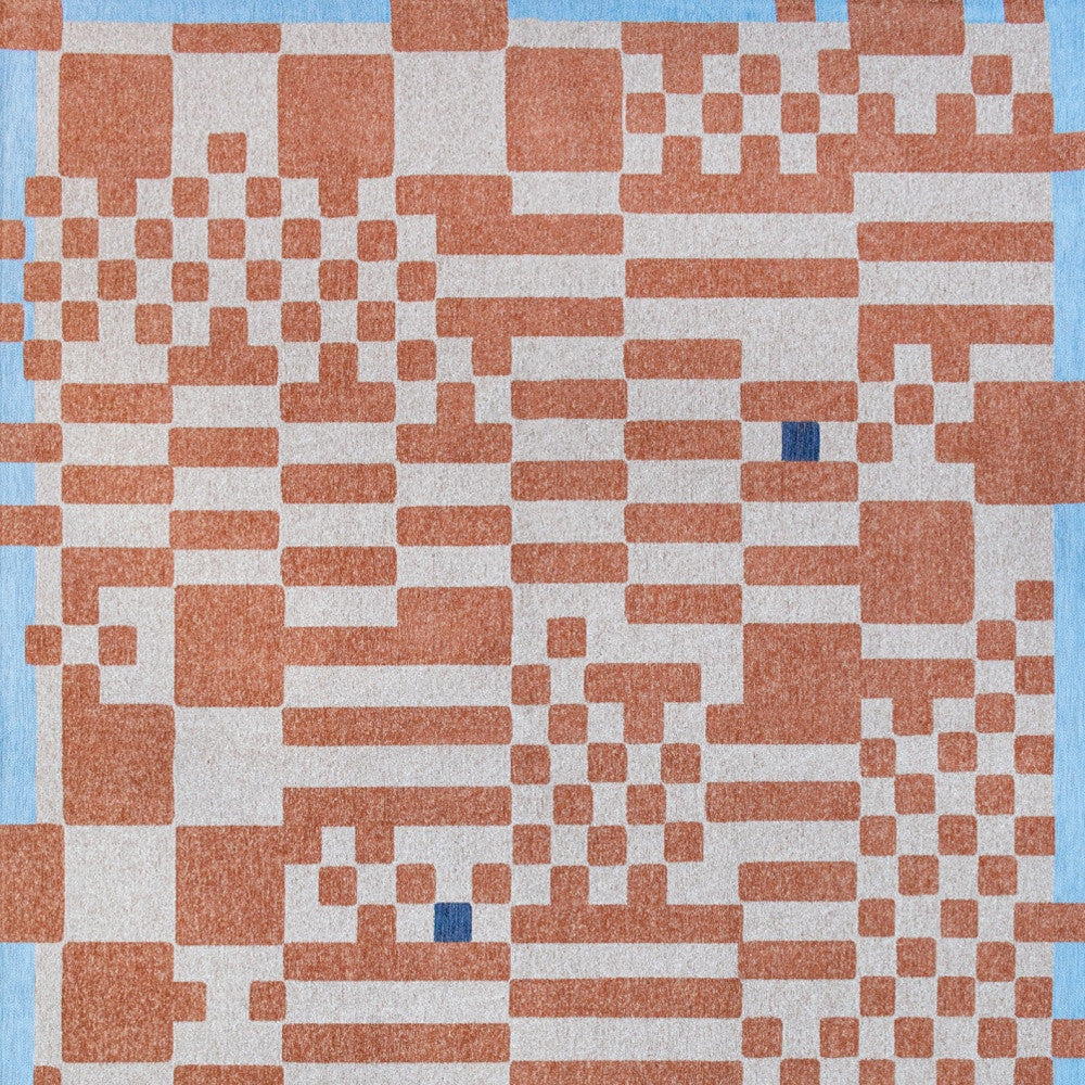 8' x 11' Blue and Red Geometric Non Skid Area Rug