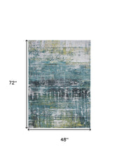 5' x 7' Blue and Green Abstract Non Skid Area Rug